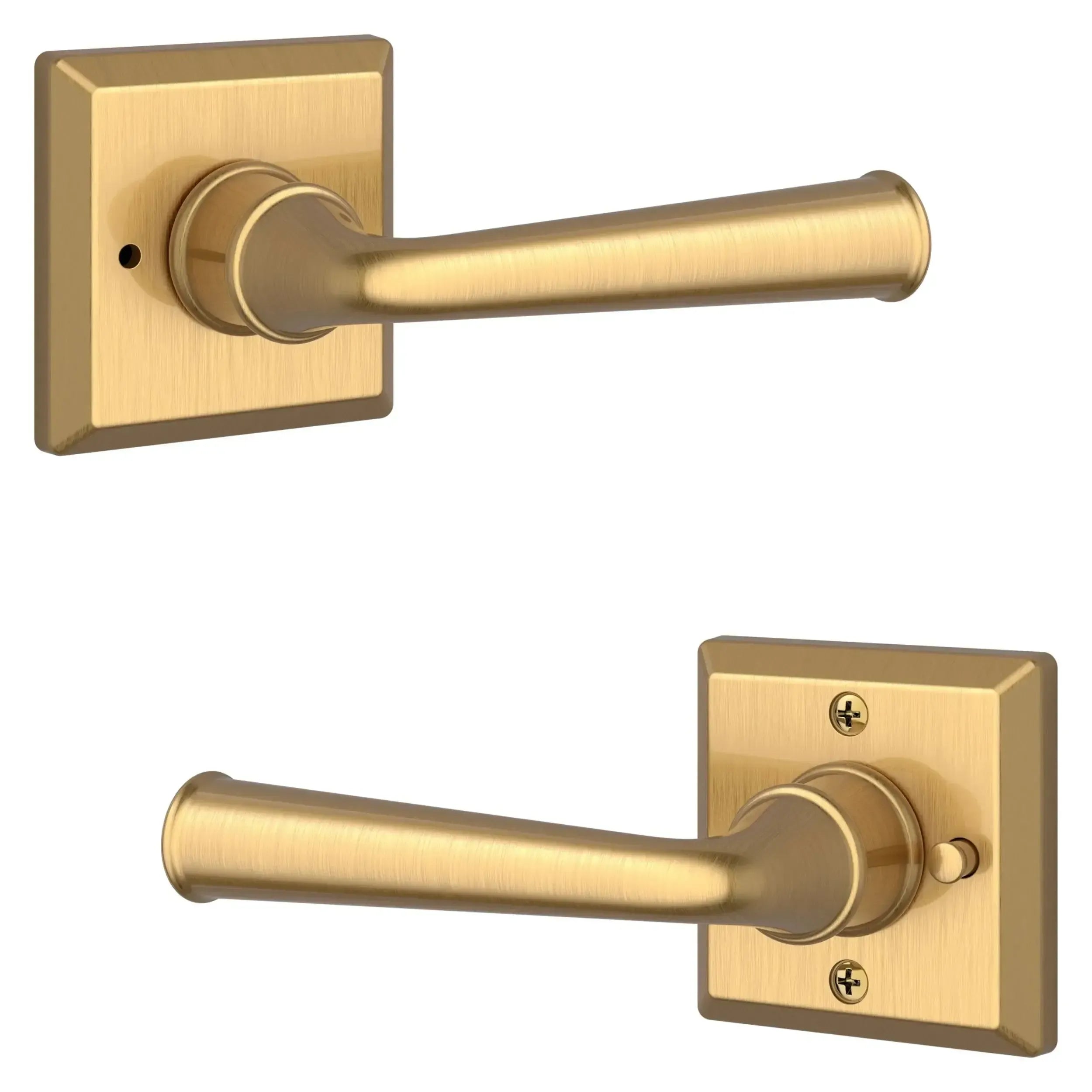 Baldwin Federal Lever with Traditional Square Rosette in Lifetime Satin Brass finish