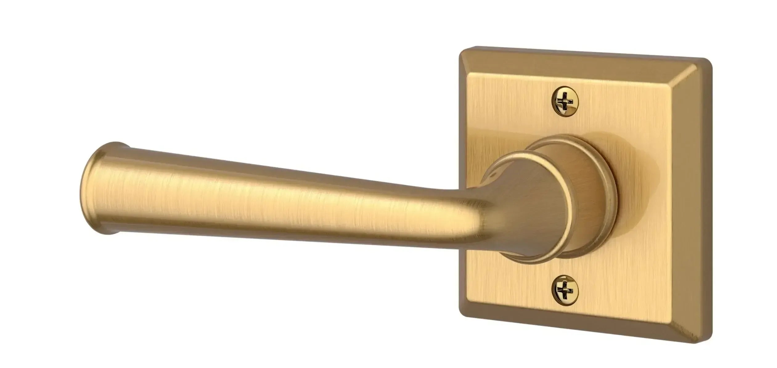 Baldwin Federal Lever with Traditional Square Rosette in Lifetime Satin Brass finish
