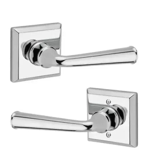 Baldwin Federal Lever with Traditional Square Rosette in Polished Chrome finish