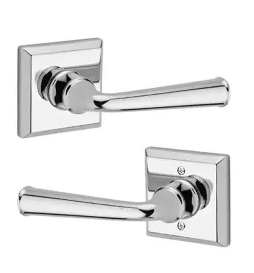 Baldwin Federal Lever with Traditional Square Rosette in Polished Chrome finish