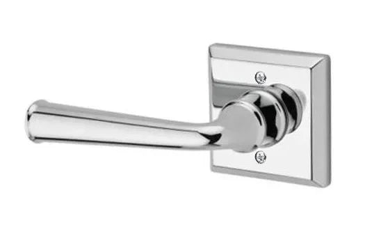 The Baldwin Reserve Federal Lever with Traditional Square Rosette in Polished Chrome finish.