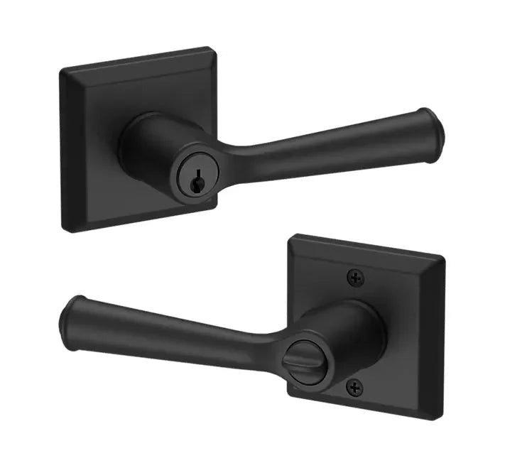 The Baldwin Reserve Federal Lever with Traditional Square Rosette in Satin Black finish.