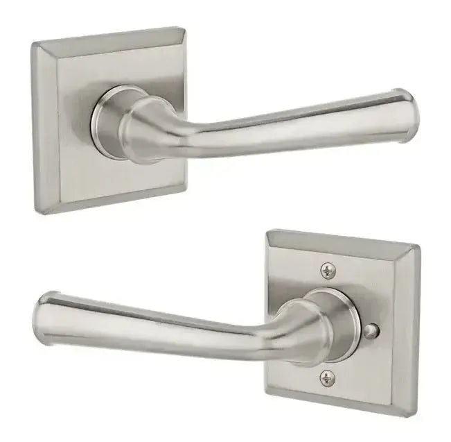 Baldwin Federal Lever with Traditional Square Rosette in Satin Nickel finish