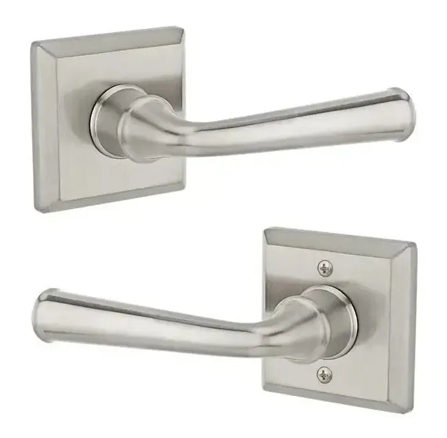 Baldwin Federal Lever with Traditional Square Rosette in Satin Nickel finish