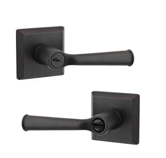 The Baldwin Reserve Federal Lever with Traditional Square Rosette in Venetian Bronze finish.