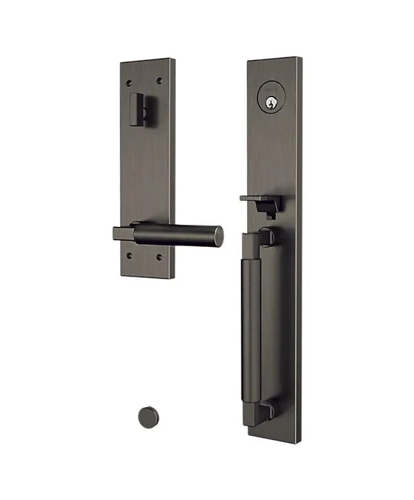 Baldwin Gramercy Full Escutcheon Handleset with L029 Gramercy Lever in Graphite Nickel finish