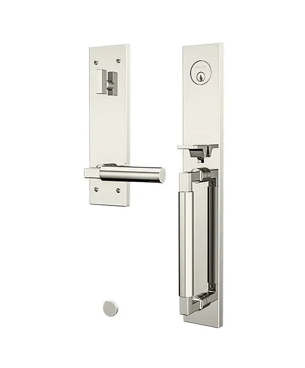 Baldwin Gramercy Full Escutcheon Handleset with L029 Gramercy Lever in Lifetime Polished Nickel finish
