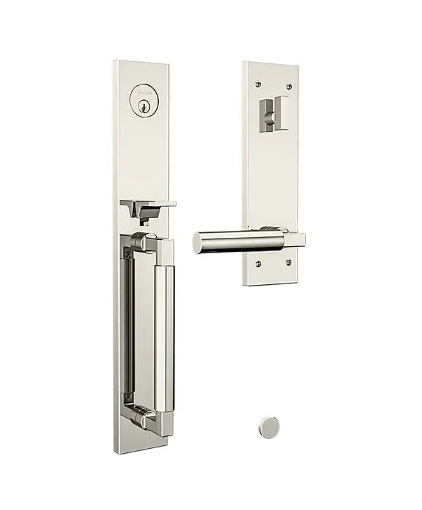 Baldwin Gramercy Full Escutcheon Handleset with L029 Gramercy Lever in Lifetime Polished Nickel finish