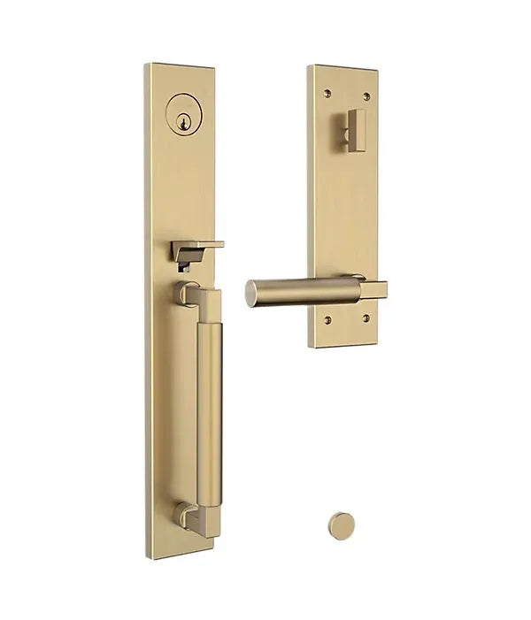 Baldwin Gramercy Full Escutcheon Handleset with L029 Gramercy Lever in Lifetime Satin Brass finish