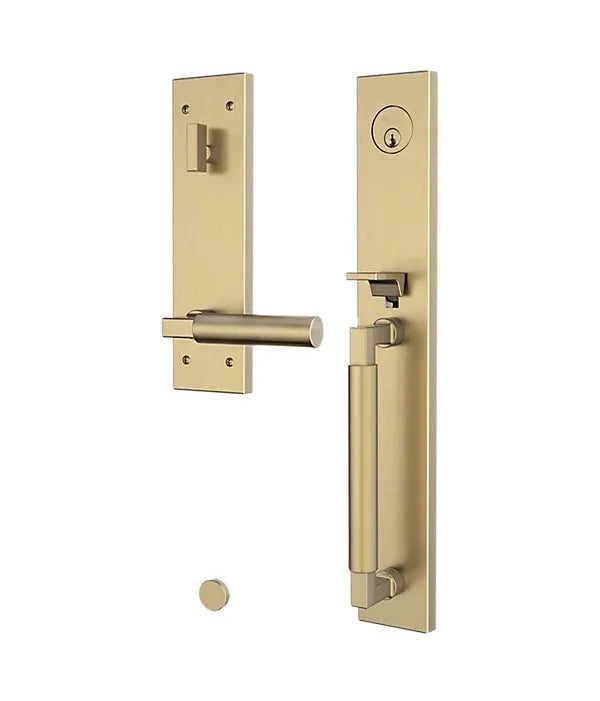 Baldwin Gramercy Full Escutcheon Handleset with L029 Gramercy Lever in Lifetime Satin Brass finish