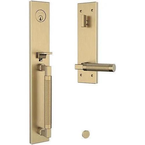 Baldwin Estate Gramercy Handleset with L030 Knurled Lever in Lifetime Satin Brass finish