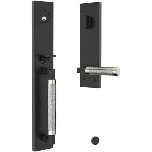 Baldwin Estate Gramercy Handleset with L030 Knurled Lever in Satin Black & Polished Nickel finish