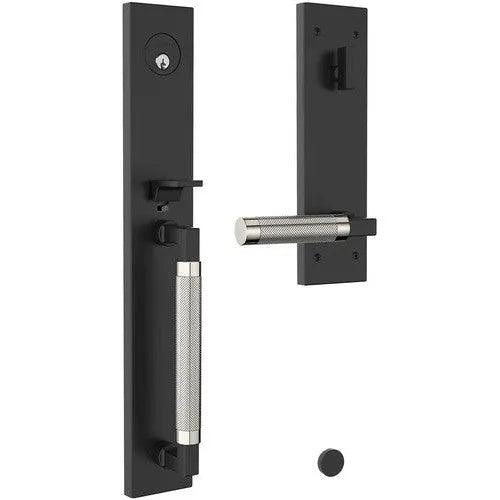 Baldwin Estate Gramercy Handleset with L030 Knurled Lever in Satin Black & Polished Nickel finish