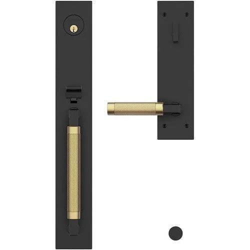 Baldwin Estate Gramercy Handleset with L030 Knurled Lever in Satin Black & Satin Brass finish
