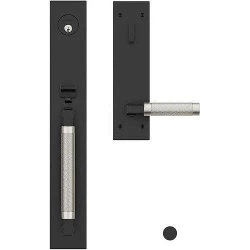 Baldwin Estate Gramercy Handleset with L030 Knurled Lever in Satin Black & Satin Nickel finish