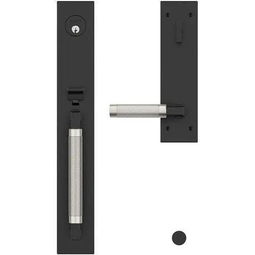 Baldwin Estate Gramercy Handleset with L030 Knurled Lever in Satin Black & Satin Nickel finish