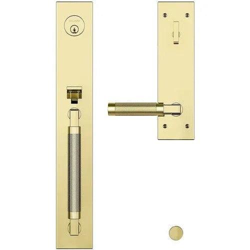 Baldwin Estate Gramercy Handleset with L030 Knurled Lever in Vintage Brass finish