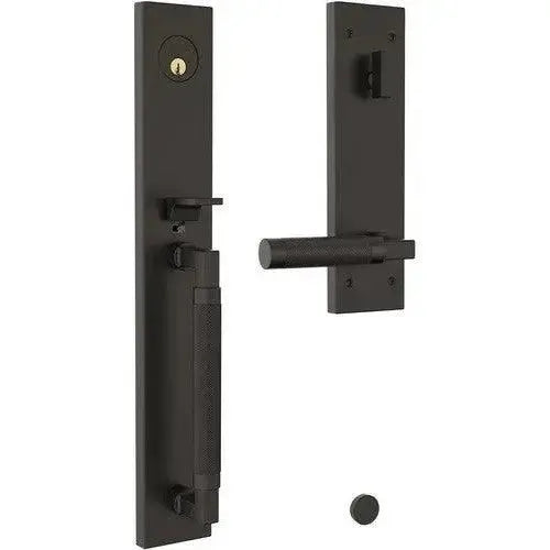 Baldwin Gramercy Knurled Full Escutcheon Handleset with L030 Gramercy Knurled Lever in Oil Rubbed Bronze finish