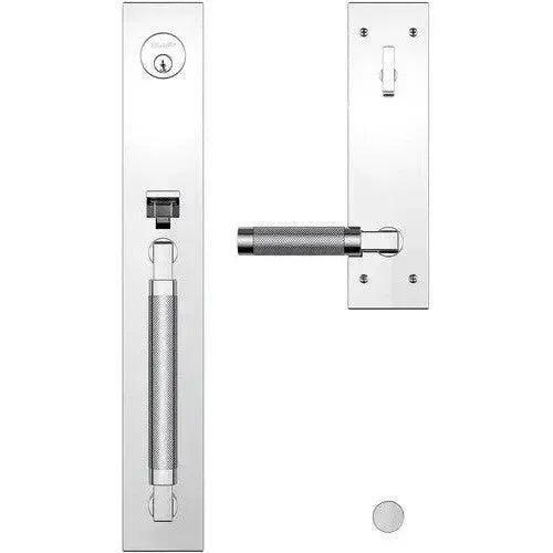 Baldwin Gramercy Knurled Full Escutcheon Handleset with L030 Gramercy Knurled Lever in Polished Chrome finish