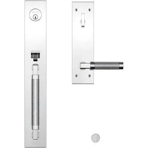 Baldwin Gramercy Knurled Full Escutcheon Handleset with L030 Gramercy Knurled Lever in Polished Chrome finish