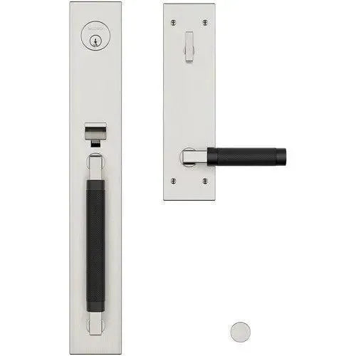 Baldwin Gramercy Knurled Full Escutcheon Handleset with L030 Gramercy Knurled Lever in Satin Nickel & Satin Black finish