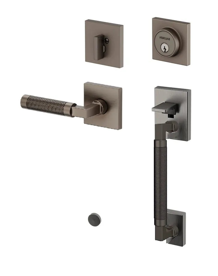 Baldwin Gramercy Knurled Sectional Handleset with L030 Gramercy Lever in Graphite Nickel finish