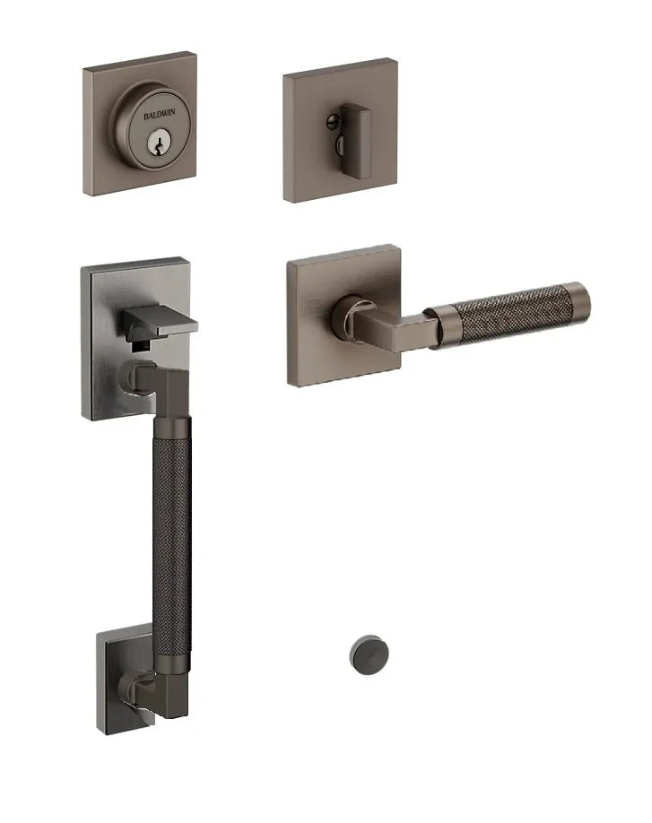 Baldwin Gramercy Knurled Sectional Handleset with L030 Gramercy Lever in Graphite Nickel finish