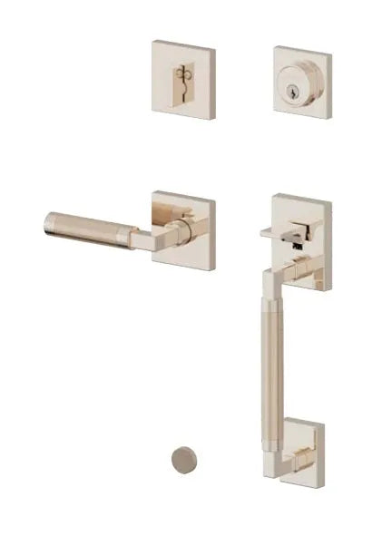 Baldwin Gramercy Knurled Sectional Handleset with L030 Gramercy Lever in Lifetime Polished Nickel finish