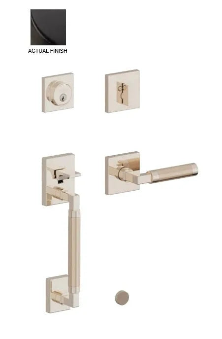 Baldwin Gramercy Knurled Sectional Handleset with L030 Gramercy Lever in Oil Rubbed Bronze finish