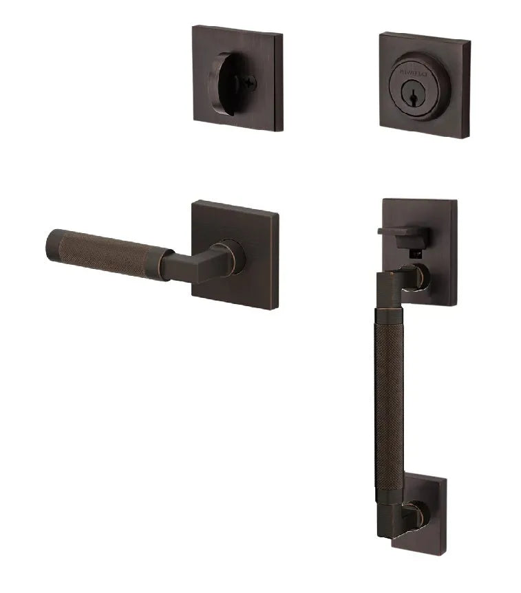 Baldwin Gramercy Knurled Sectional Handleset with L030 Gramercy Lever in Venetian Bronze finish