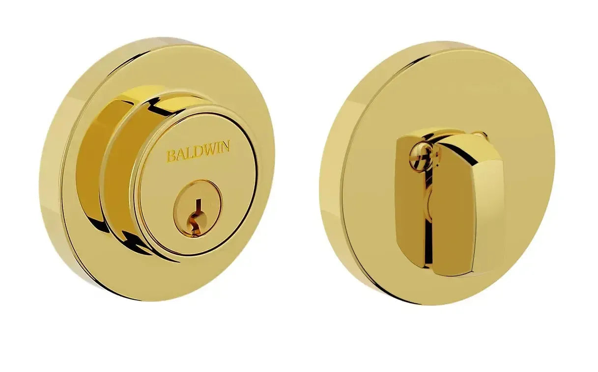 Baldwin Gramercy Round Level Deadbolt with WIFI & Bluetooth in Lifetime Polished Brass finish