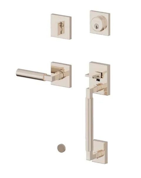 Baldwin Gramercy Sectional Handleset with L029 Gramercy Lever in Lifetime Polished Nickel finish
