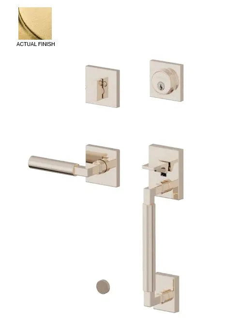 Baldwin Gramercy Sectional Handleset with L029 Gramercy Lever in Lifetime Satin Brass finish