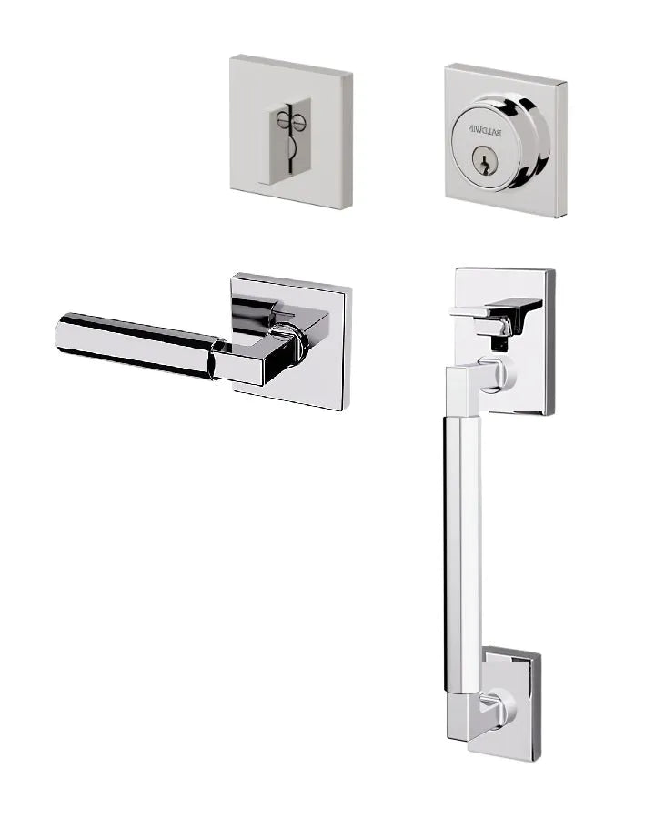 Baldwin Gramercy Sectional Handleset with L029 Gramercy Lever in Polished Chrome finish