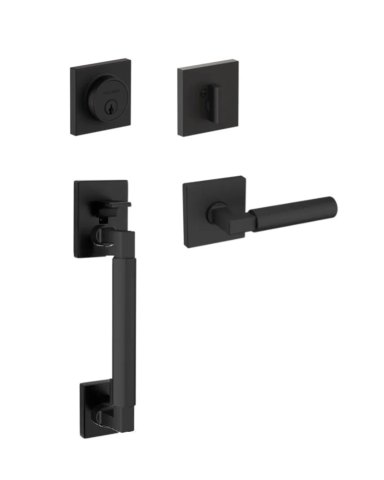 Baldwin Gramercy Sectional Handleset with L029 Gramercy Lever in Satin Black finish