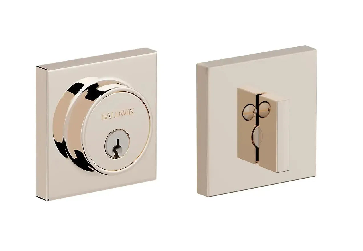 Baldwin Gramercy Square Level Deadbolt with WIFI & Bluetooth in Lifetime Polished Nickel finish