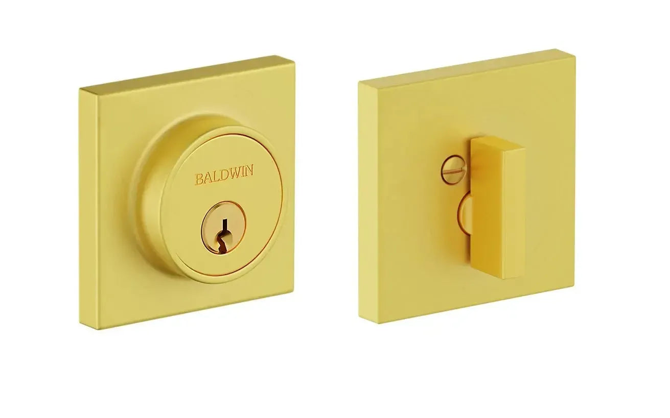 Baldwin Gramercy Square Level Deadbolt with WIFI & Bluetooth in Lifetime Satin Brass finish