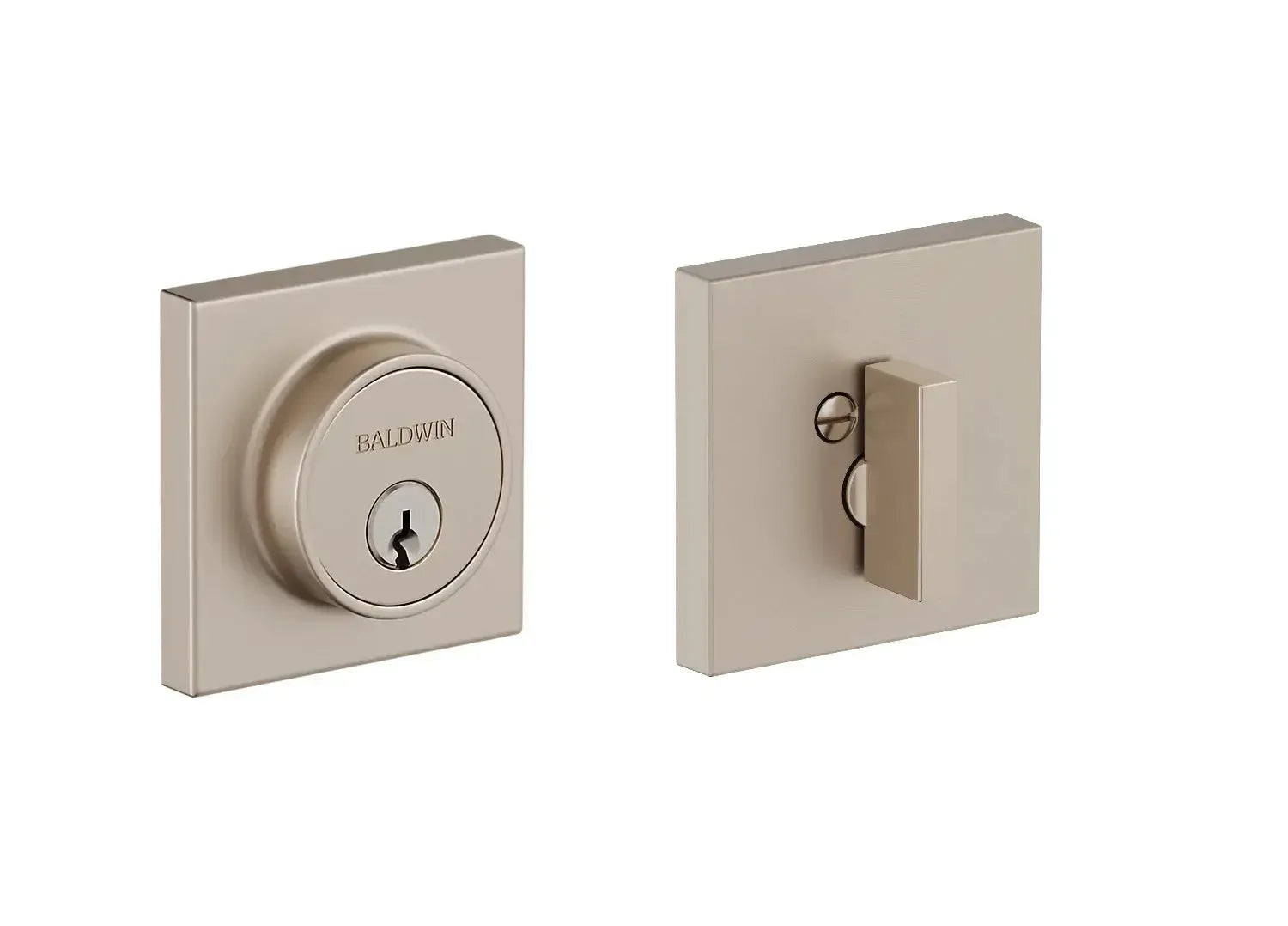 Baldwin Gramercy Square Level Deadbolt with WIFI & Bluetooth in Lifetime Satin Nickel finish