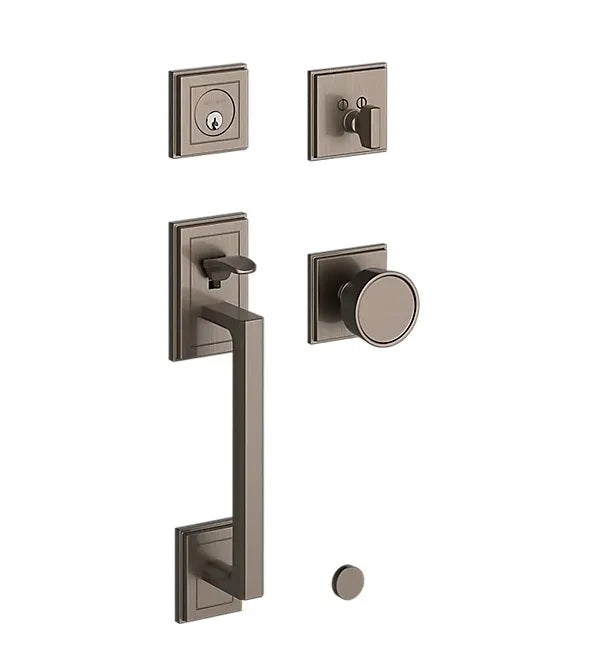 Baldwin Hollywood Hills Sectional Trim Handleset with K008 Hollywood Hills Knob in Graphite Nickel finish