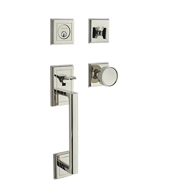 Baldwin Hollywood Hills Sectional Trim Handleset with K008 Hollywood Hills Knob in Lifetime Polished Nickel finish