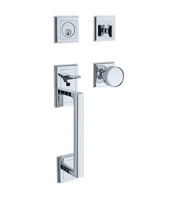 Baldwin Hollywood Hills Sectional Trim Handleset with K008 Hollywood Hills Knob in Polished Chrome finish