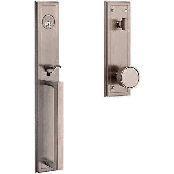Baldwin Hollywood Hills Single Cylinder Full Handleset with Interior K008 Knob Lifetime Satin Nickel