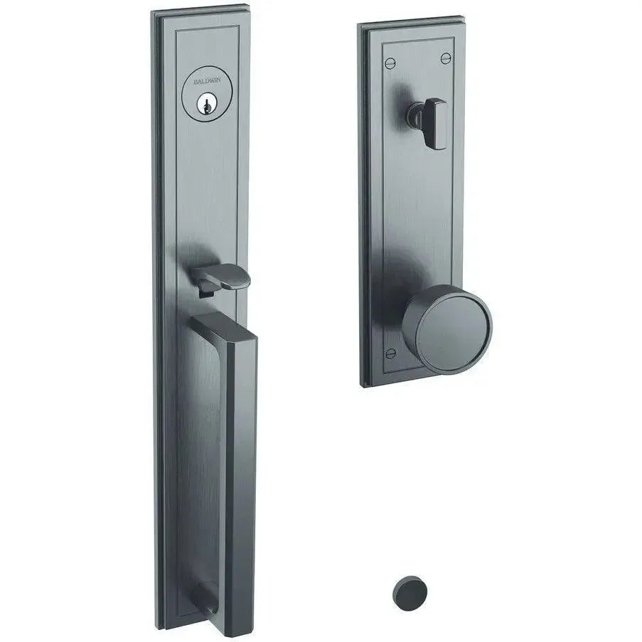 Baldwin Hollywood Hills Single Cylinder Full Handleset with Interior K008 Knob in Satin Black finish