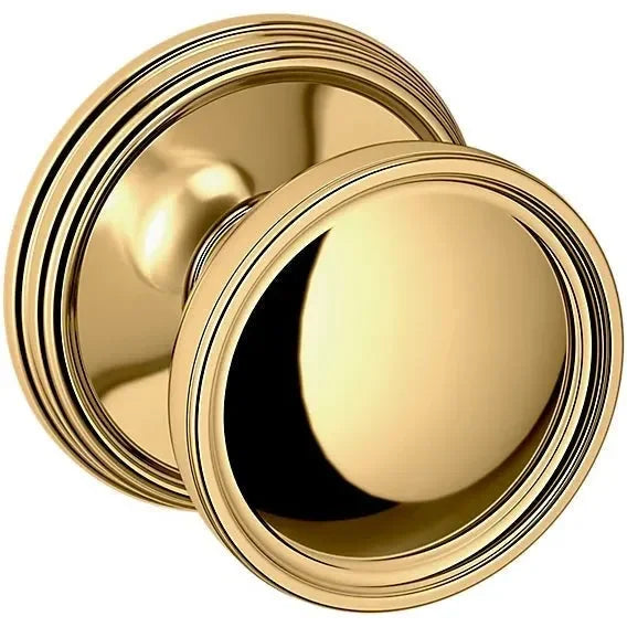 Baldwin Estate K012 Tulip Half Dummy Knob with 5078 Rosette in Unlacquered Brass finish