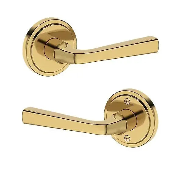 Baldwin Kingvale Lever with Stepped Round Rosette in Lifetime Polished Brass finish
