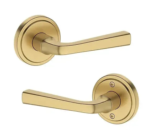Baldwin Kingvale Lever with Stepped Round Rosette in Lifetime Satin Brass finish