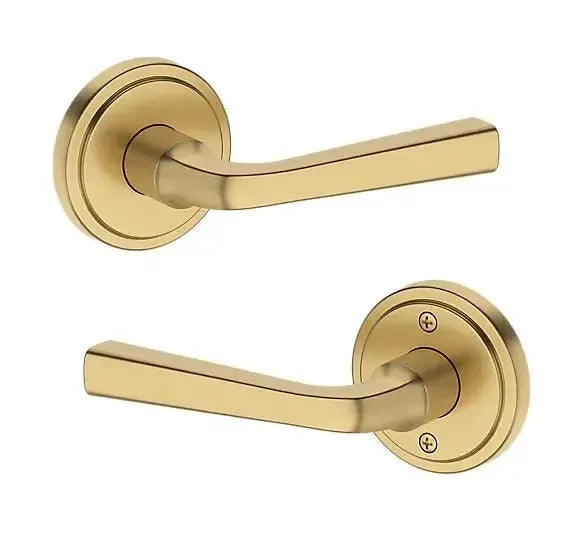 Baldwin Kingvale Lever with Stepped Round Rosette in Lifetime Satin Brass finish