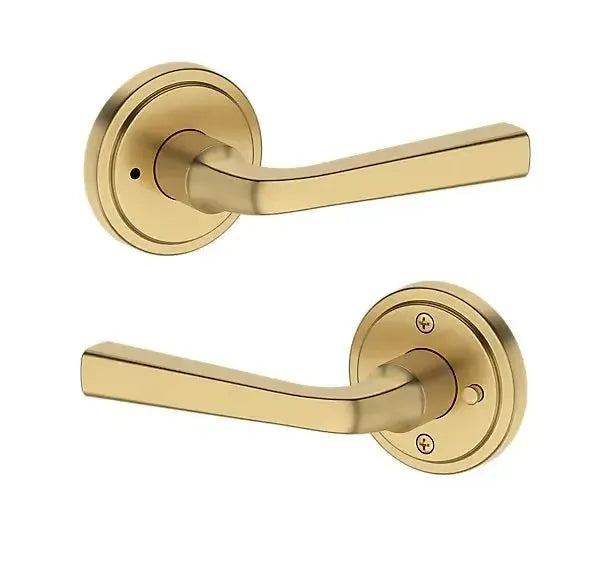 Baldwin Kingvale Lever with Stepped Round Rosette in Lifetime Satin Brass finish