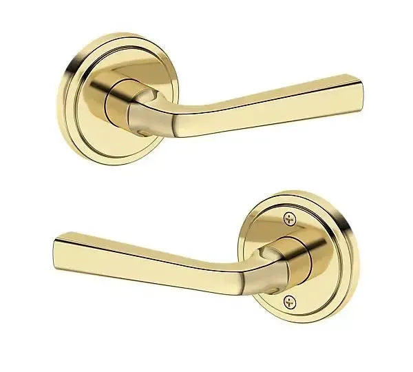 Baldwin Kingvale Lever with Stepped Round Rosette in Non-Lacquered Brass finish