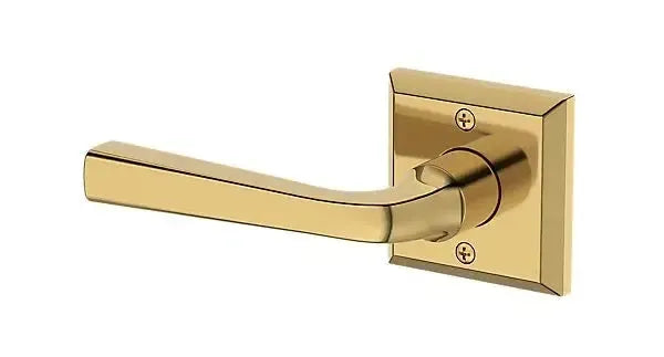 Baldwin Kingvale Lever with Traditional Square Rosette in Lifetime Polished Brass finish
